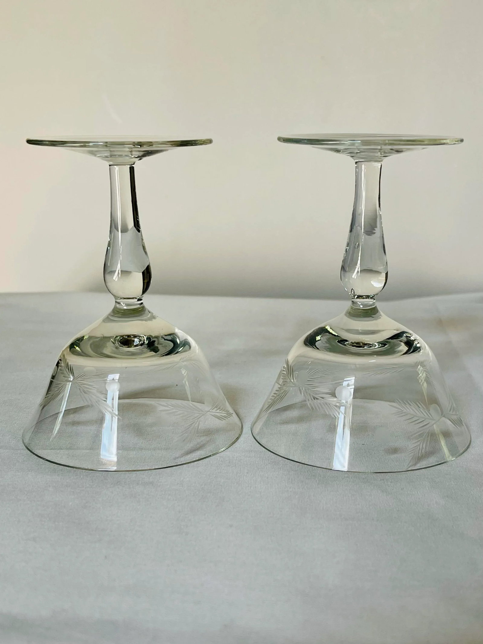Mid 20th Century Etched Cocktail Glasses - 2 Pieces - 4