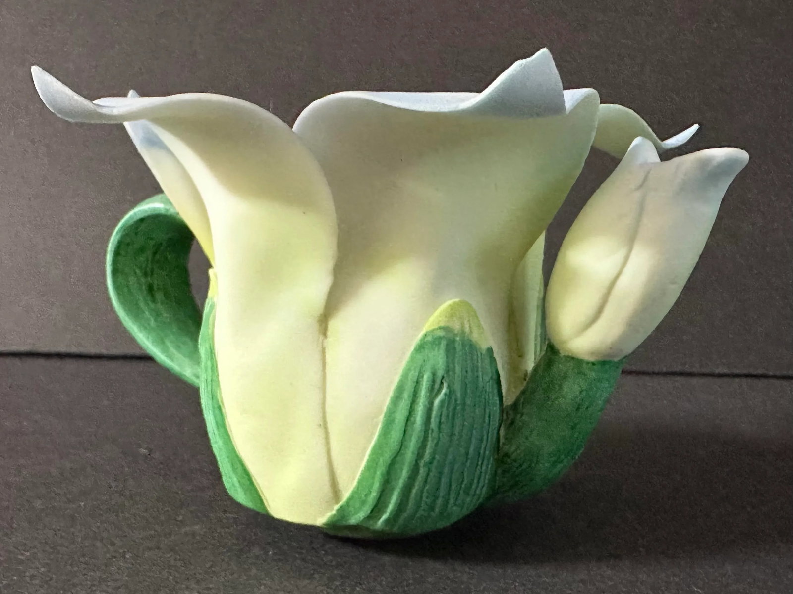 Vintage Late 20th Century Ceramic Hand Painted Teapot Flower Shaped Candlestick Holder - 2