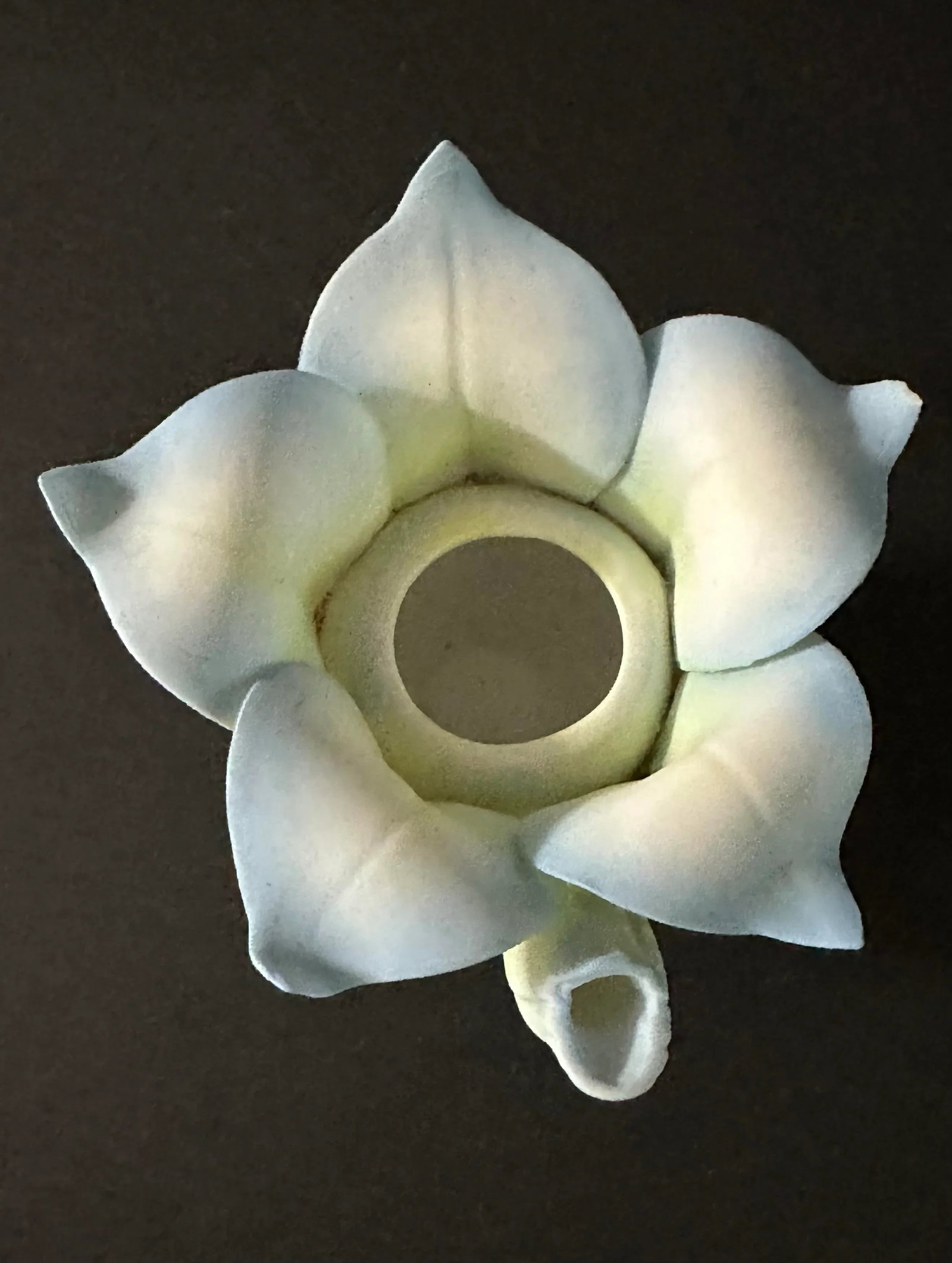 Vintage Late 20th Century Ceramic Hand Painted Teapot Flower Shaped Candlestick Holder - 3