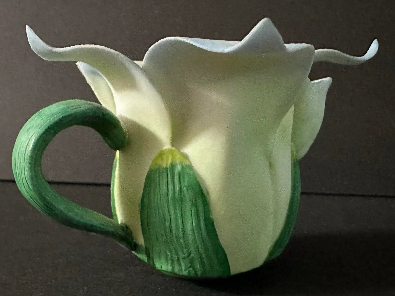 Vintage Late 20th Century Ceramic Hand Painted Teapot Flower Shaped Candlestick Holder - 7