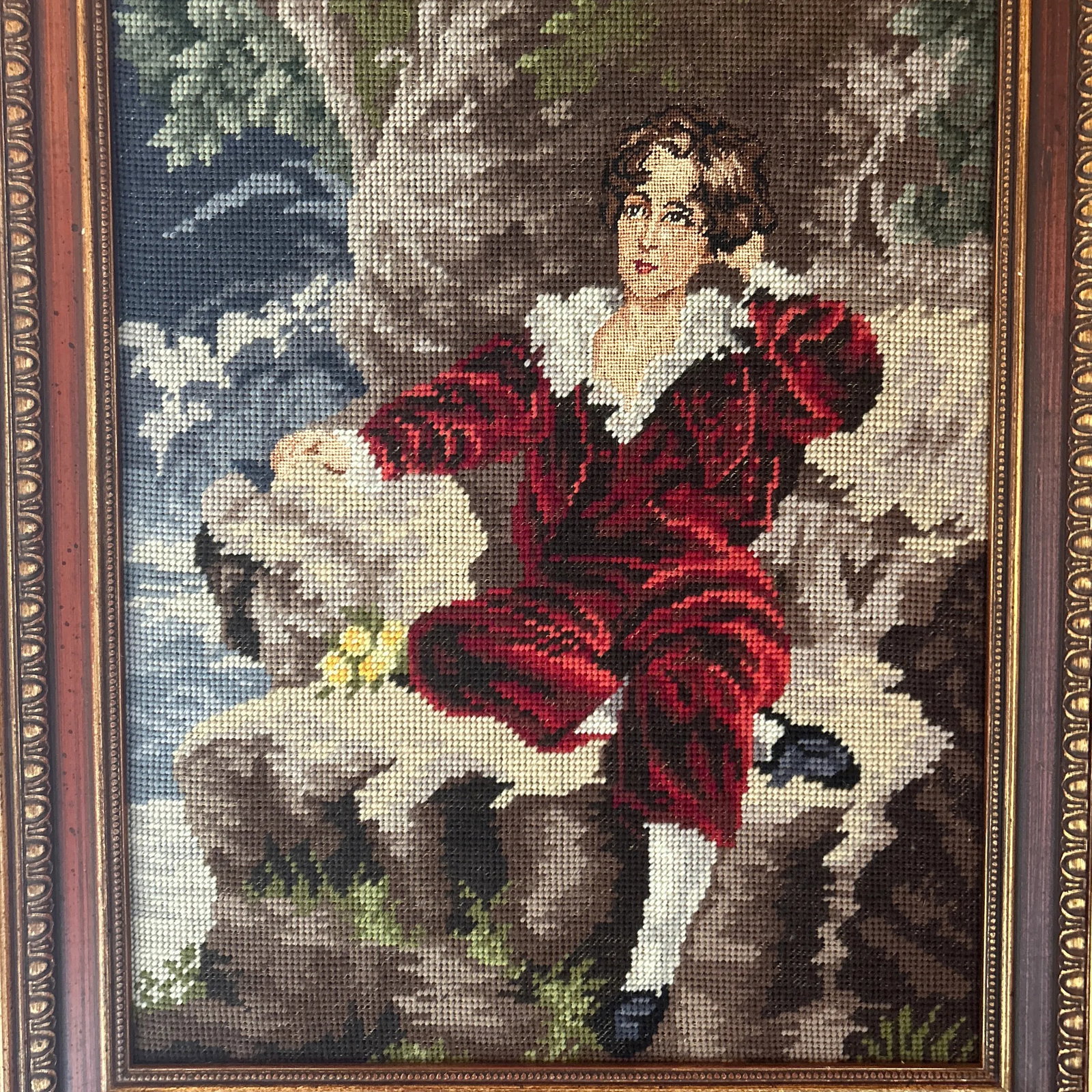 Vintage Needlepoint of Sir Thomas Lawrence Painting, the Red Boy - 3
