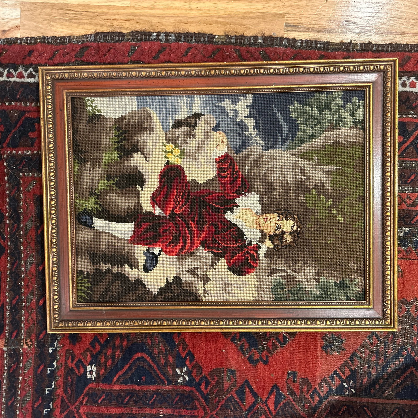 Vintage Needlepoint of Sir Thomas Lawrence Painting, the Red Boy - 8