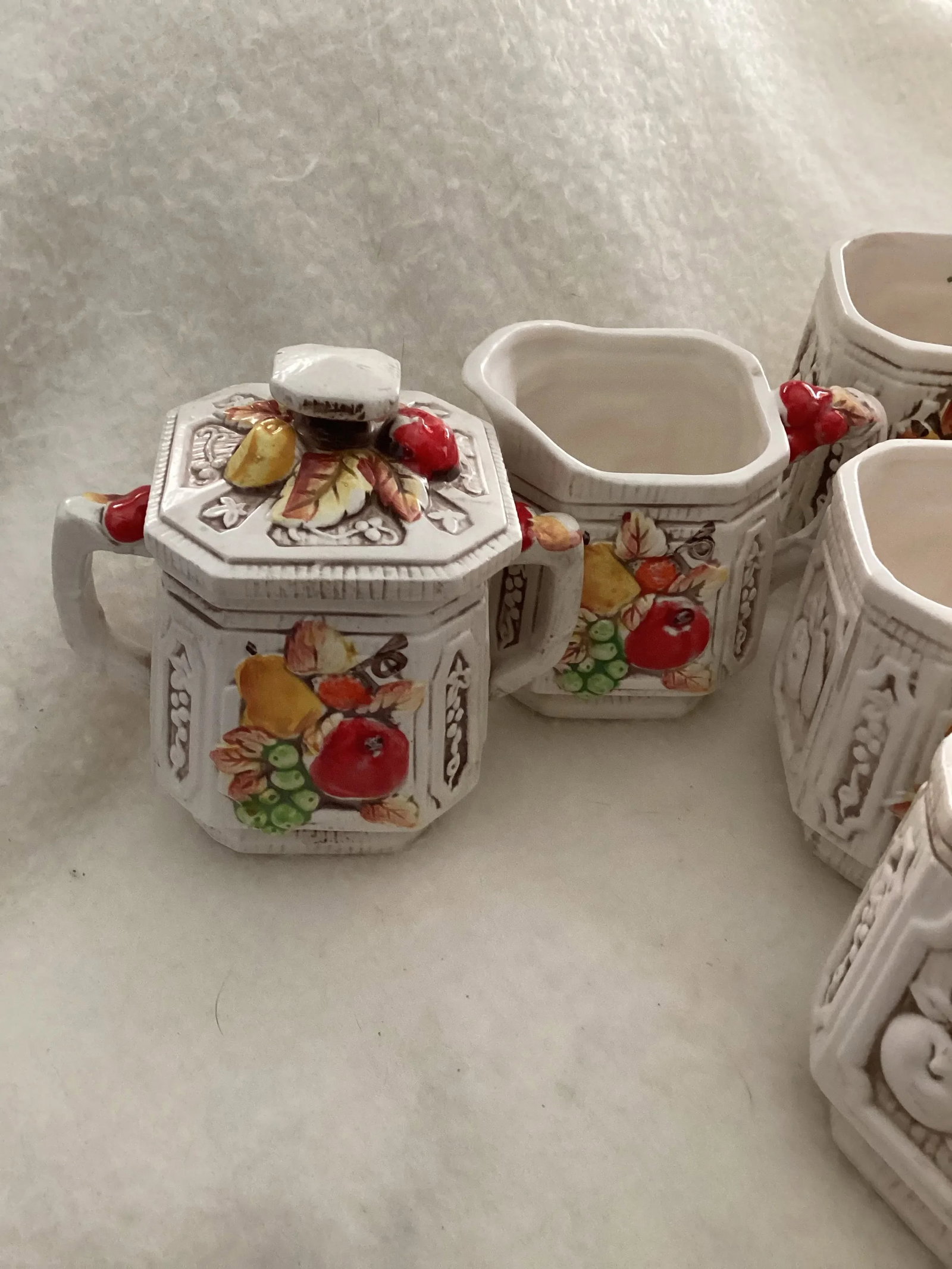 1960s Trends Japanese Fruit Sugar/Creamer With 6 Cups- 8 Pieces - 3