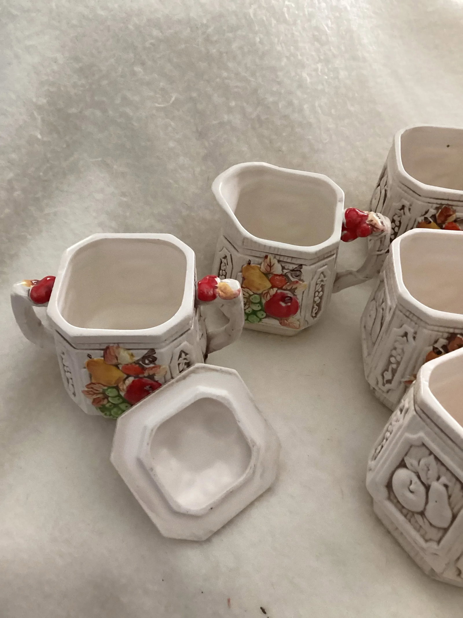 1960s Trends Japanese Fruit Sugar/Creamer With 6 Cups- 8 Pieces - 6