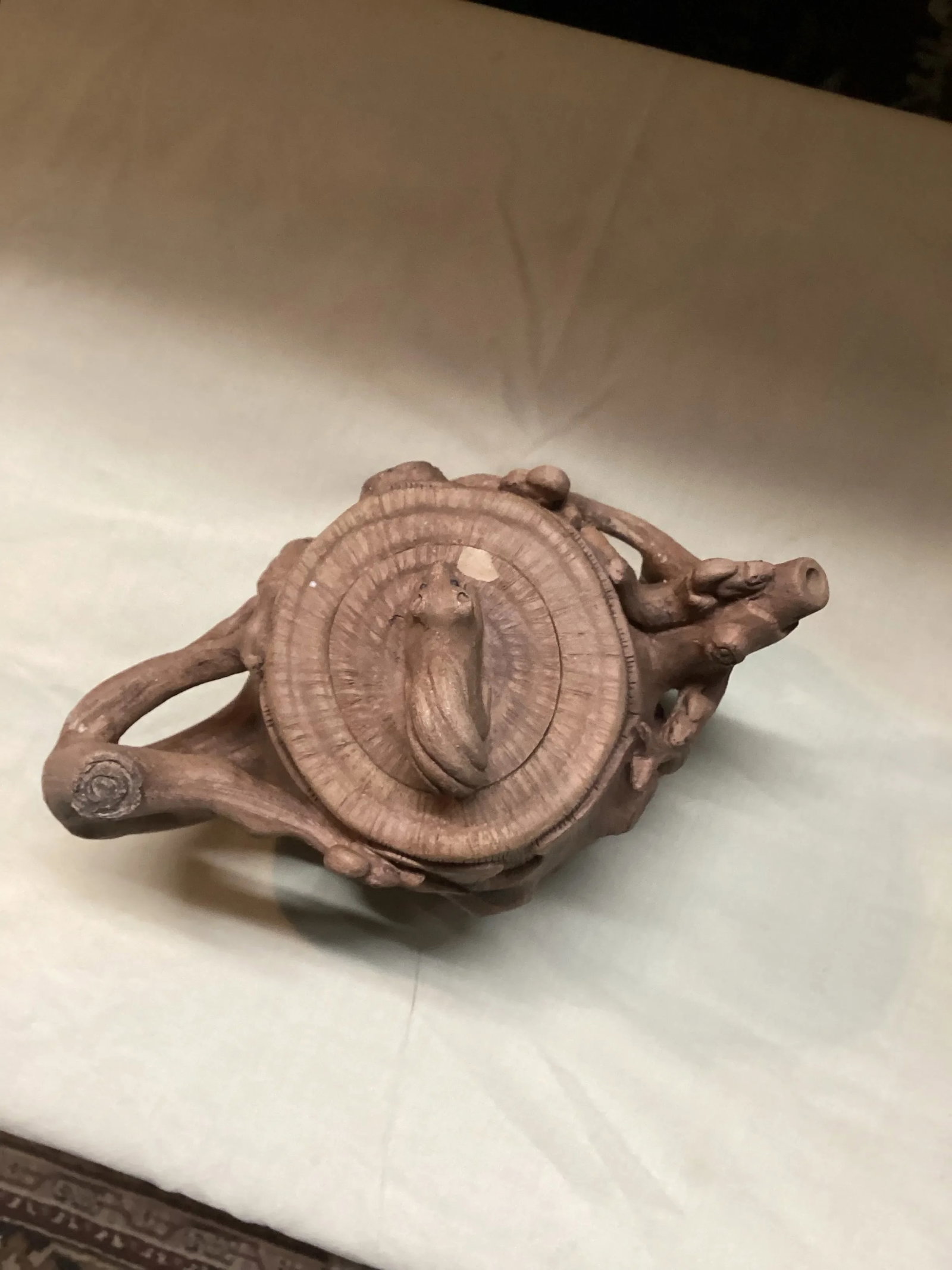 1970s Squirrel and Tree Trunk Tea Pot Yixing Style - 8