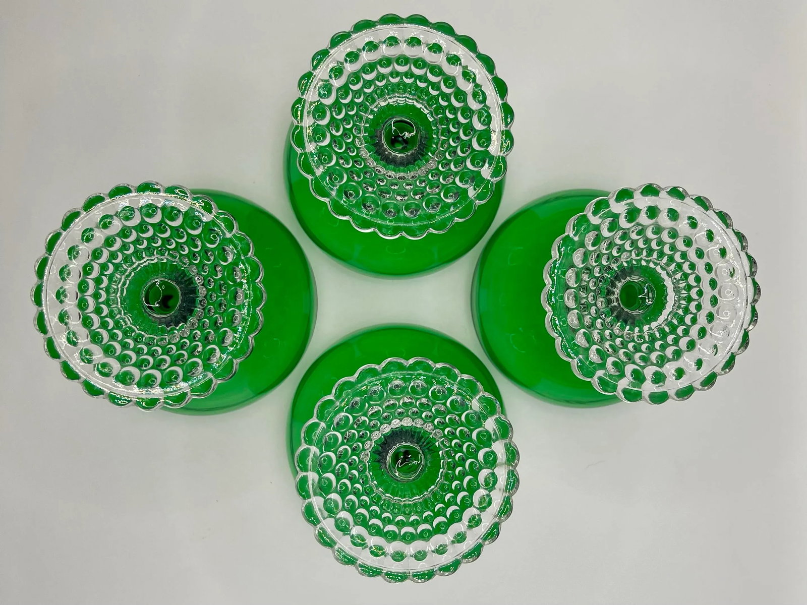 1950's Anchor Hocking Forest Green Champagne/ Sherbet Glasses- Set of 4 - 3
