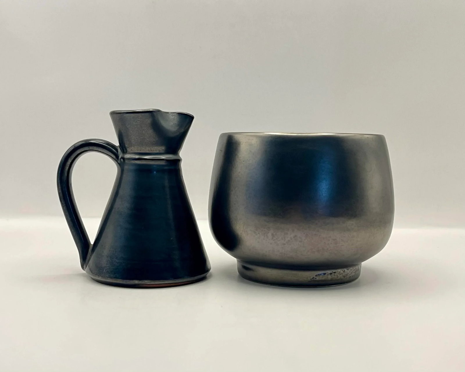 Mid 20th Century Prinknash Grey Cream and Sugar Set - 9