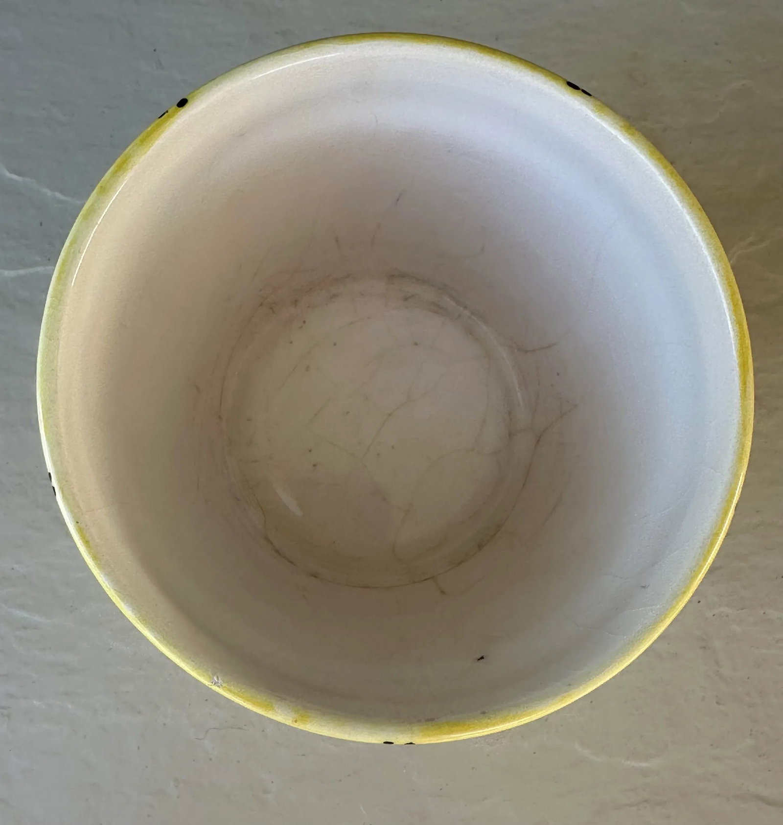 Vintage Mid 20th Century Yellow Hand Painted Bees Ceramic Flower Pot - 7