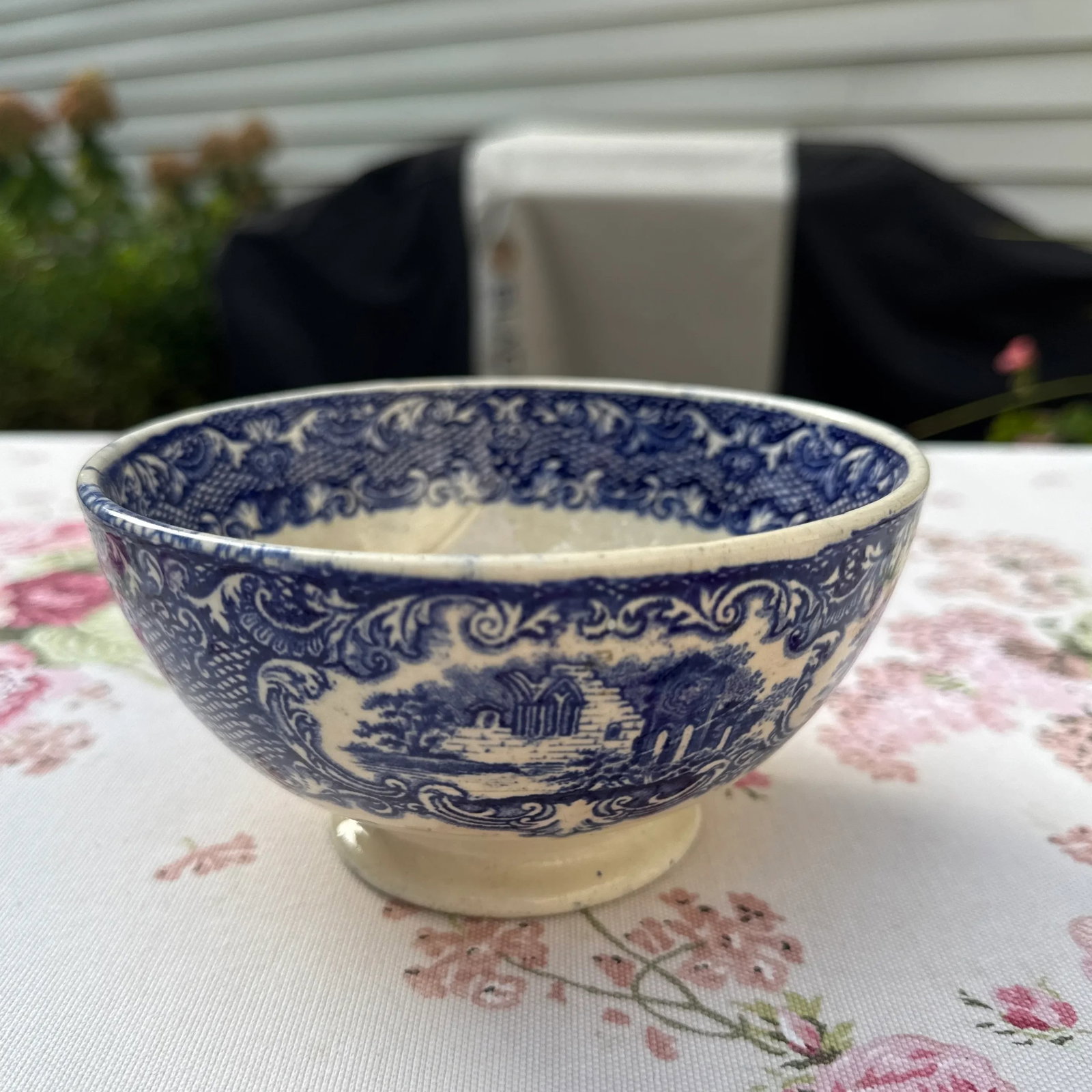 Antique Petrus Regout & Co Maastricht Abbey Blue Transferware Bowl - 2