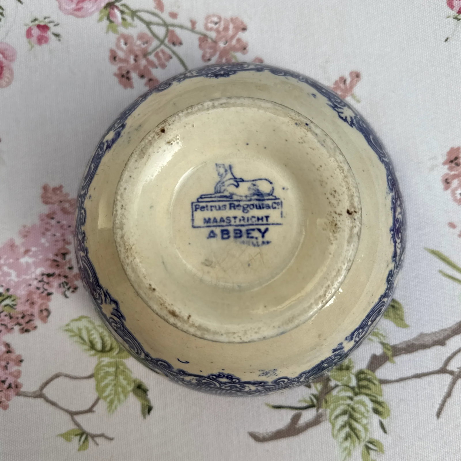Antique Petrus Regout & Co Maastricht Abbey Blue Transferware Bowl - 6