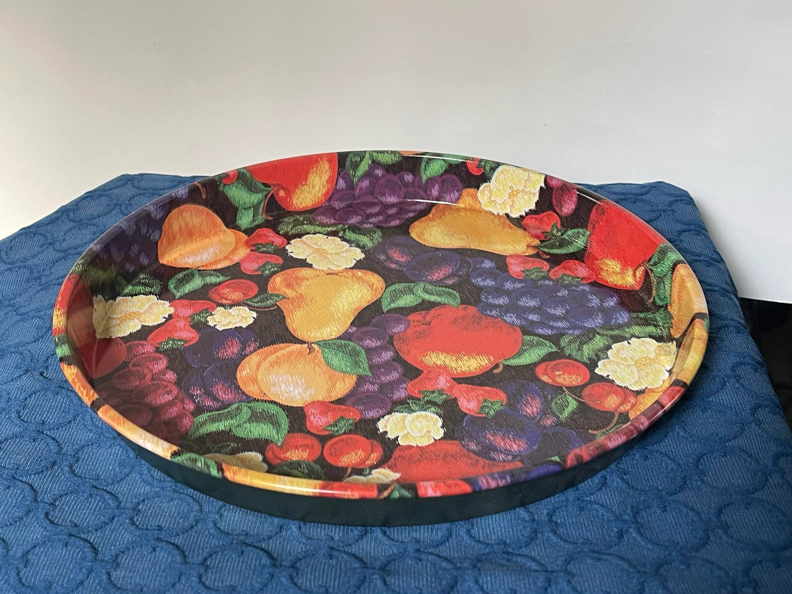 Vintage Fruit Chintz Metal Tray - 2