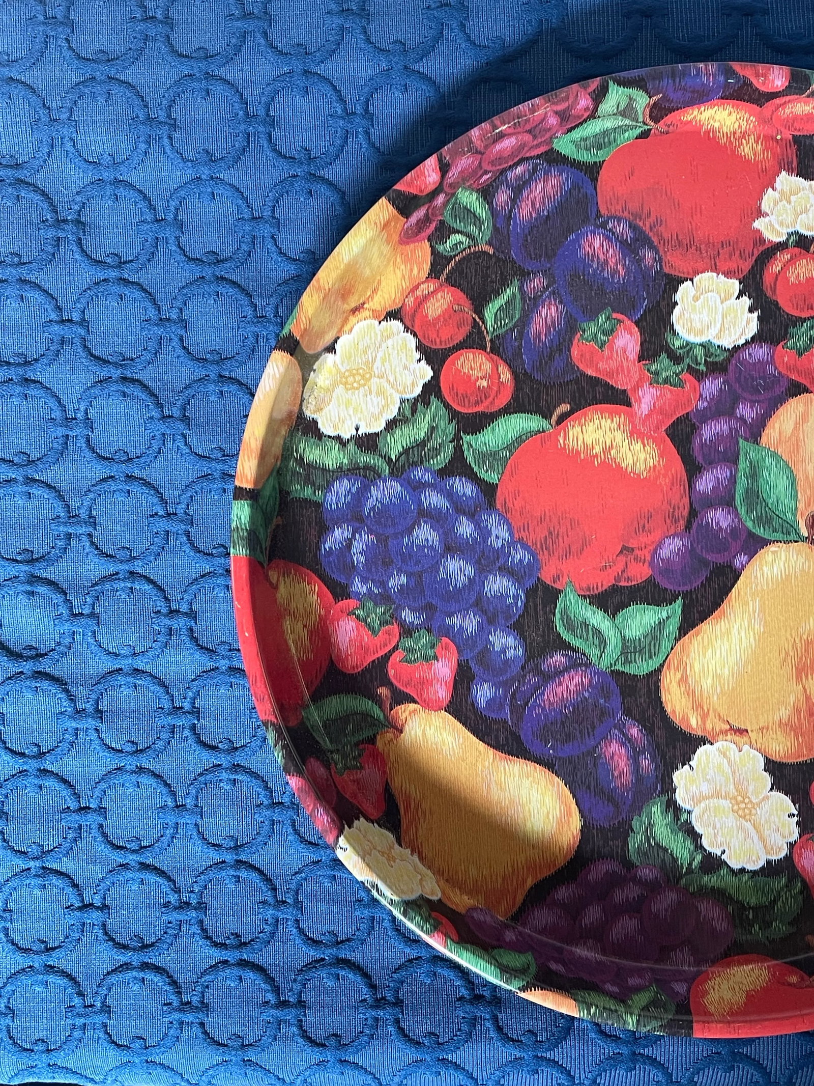 Vintage Fruit Chintz Metal Tray - 3