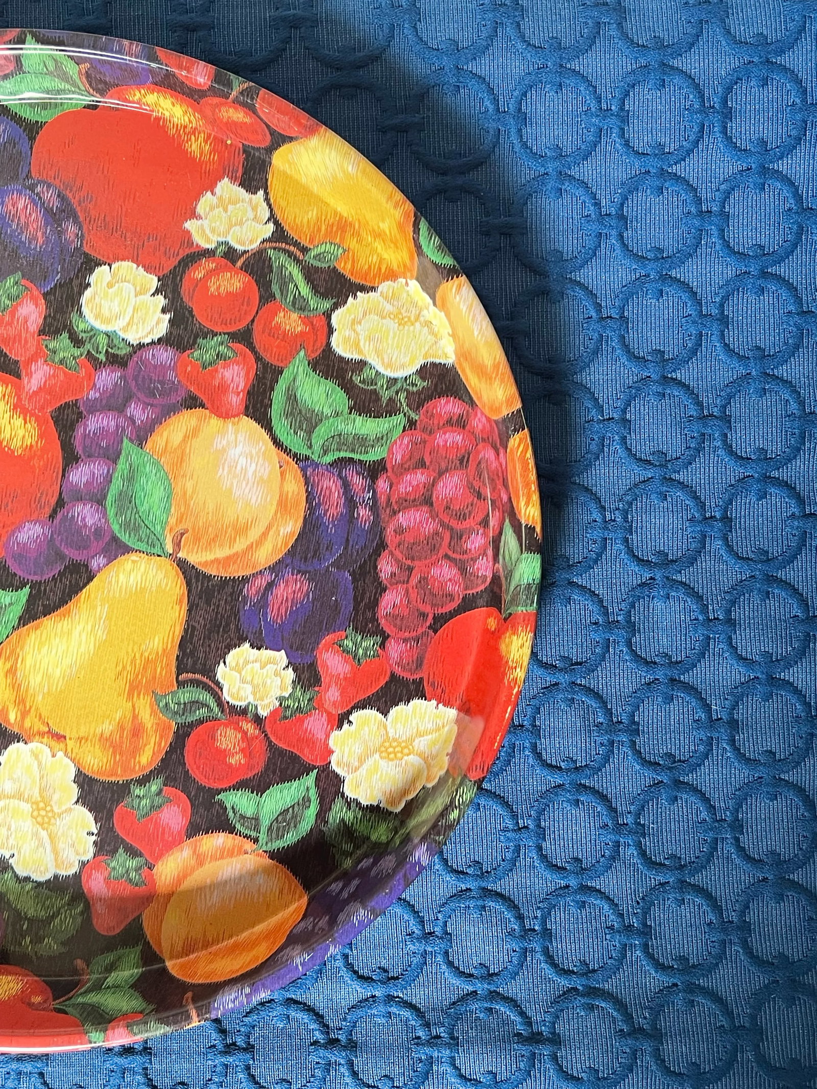 Vintage Fruit Chintz Metal Tray - 4