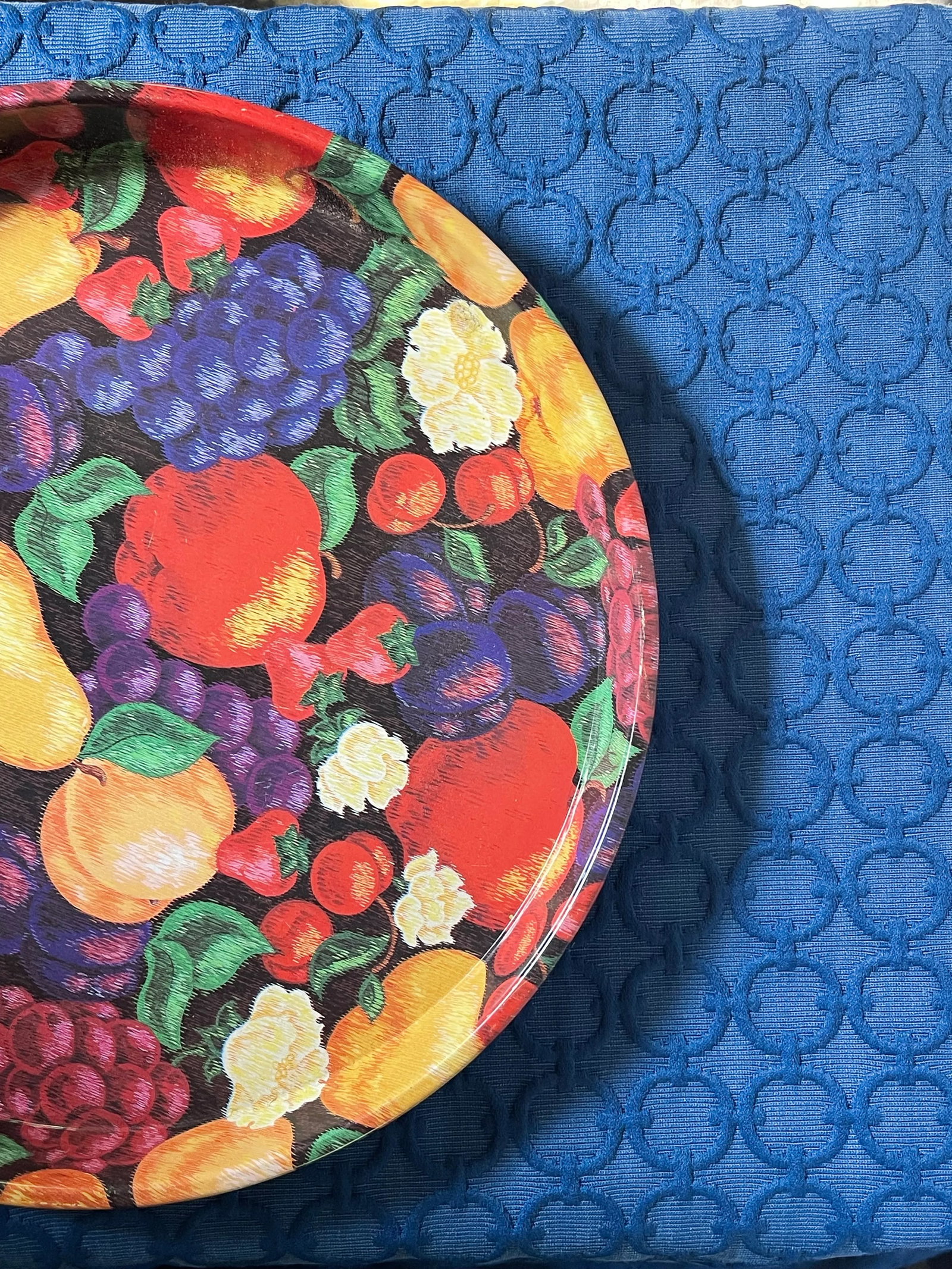 Vintage Fruit Chintz Metal Tray - 5
