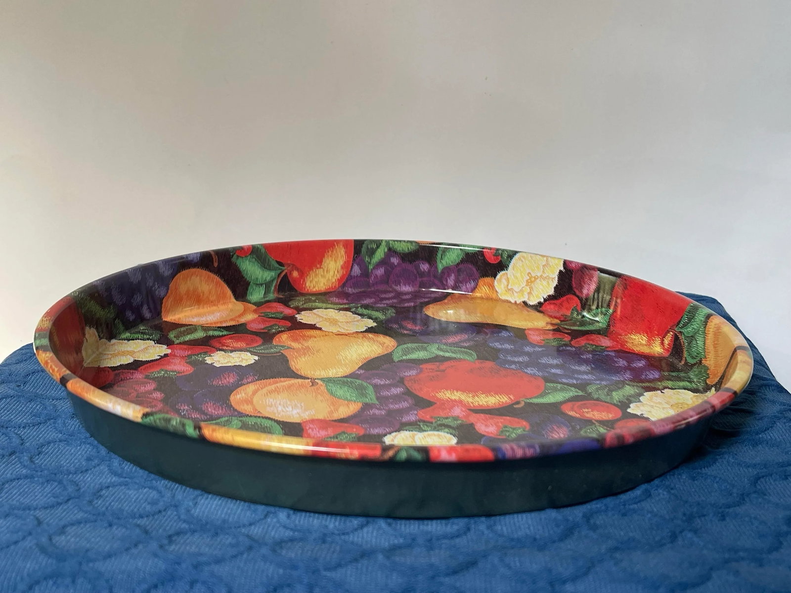 Vintage Fruit Chintz Metal Tray - 6
