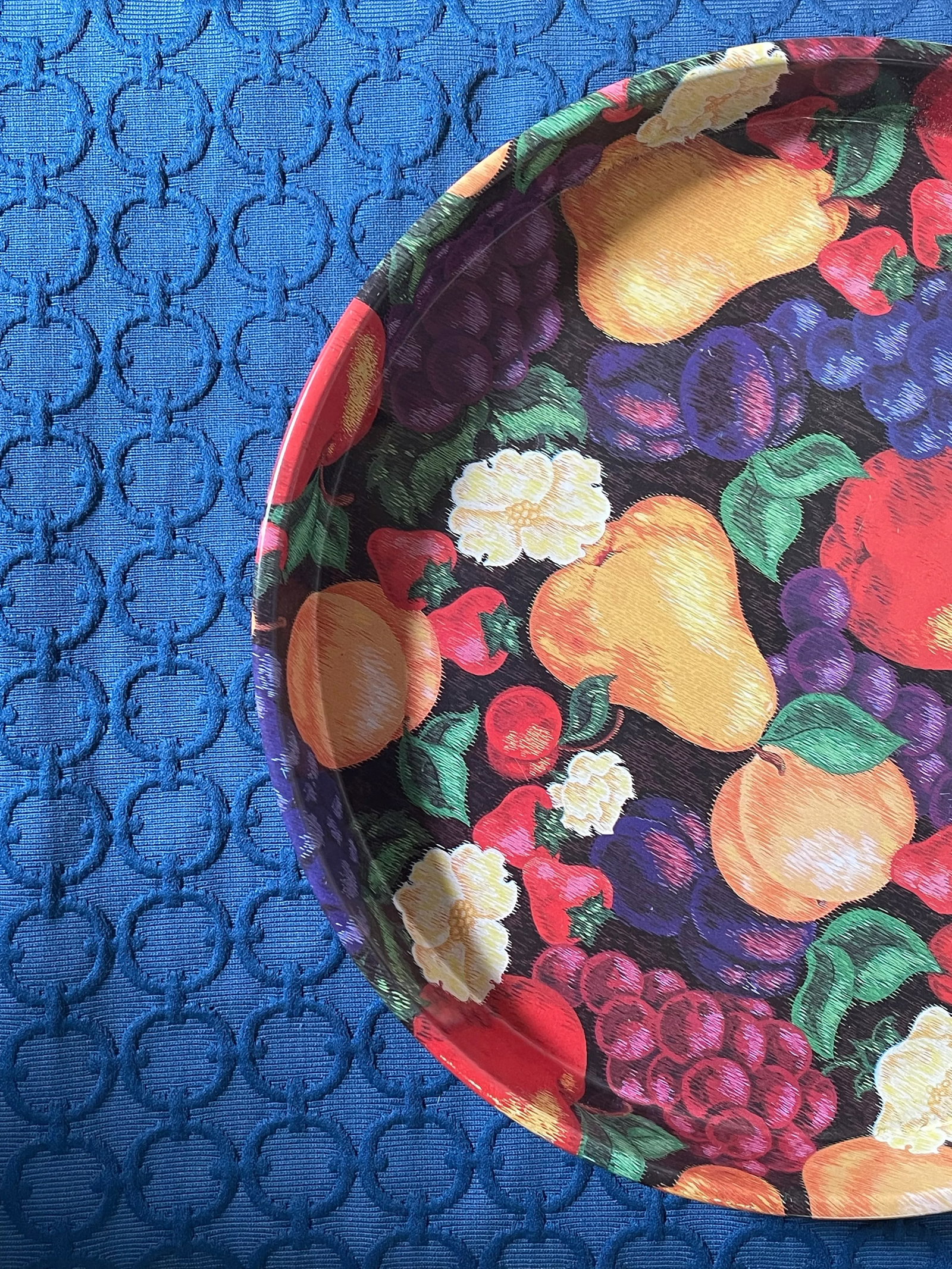 Vintage Fruit Chintz Metal Tray - 7