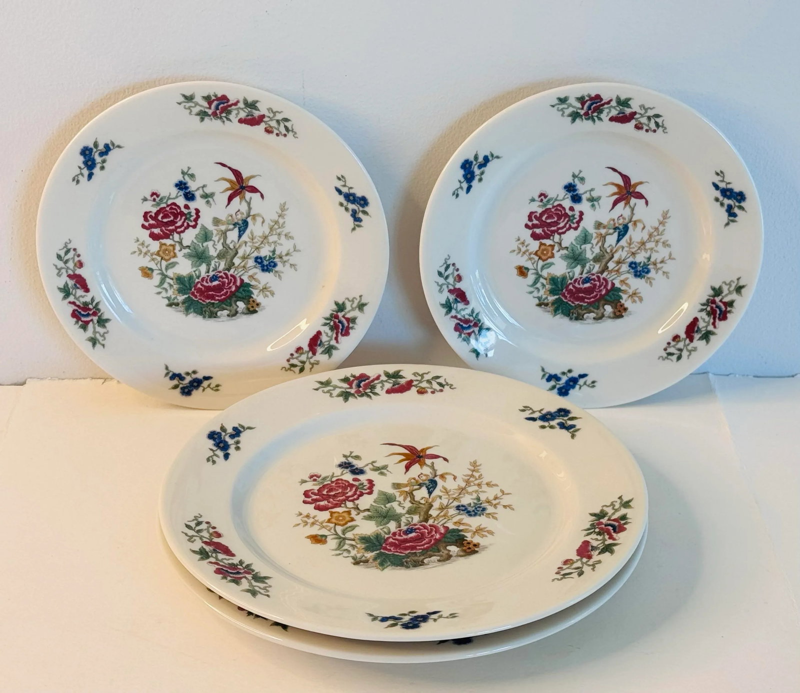 Vintage 1960s Syracuse China Floral & Parrot Restaurant Ware Plates, Set of 4 - 2