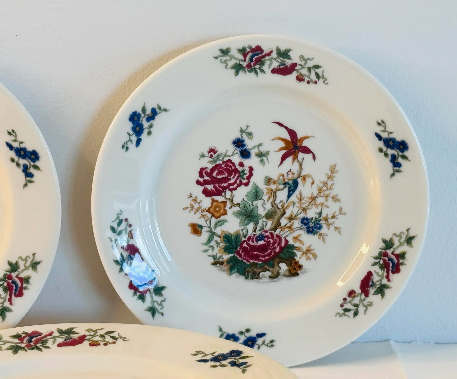 Vintage 1960s Syracuse China Floral & Parrot Restaurant Ware Plates, Set of 4 - 3