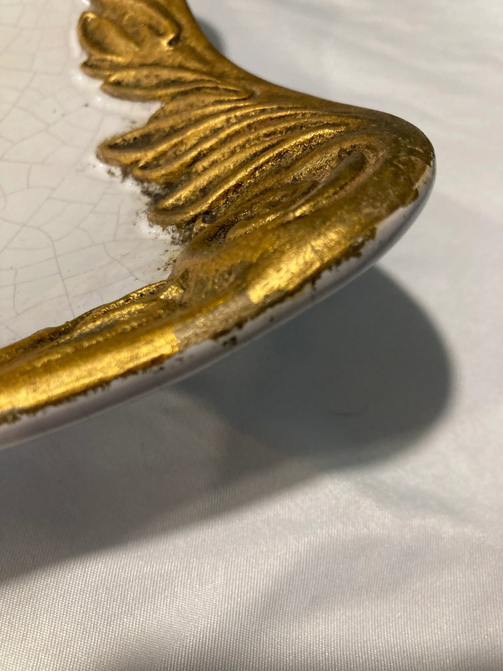 Vintage Italian Gold Gilt Square Dish With Crackle Glaze - 3