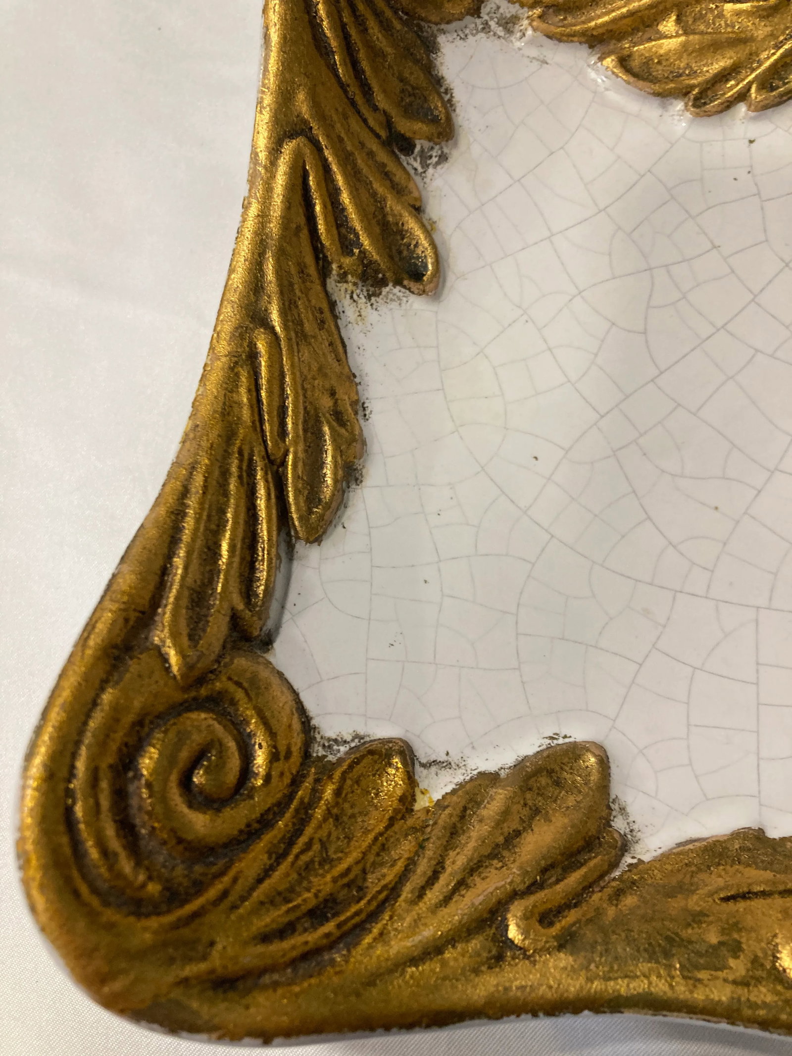 Vintage Italian Gold Gilt Square Dish With Crackle Glaze - 4