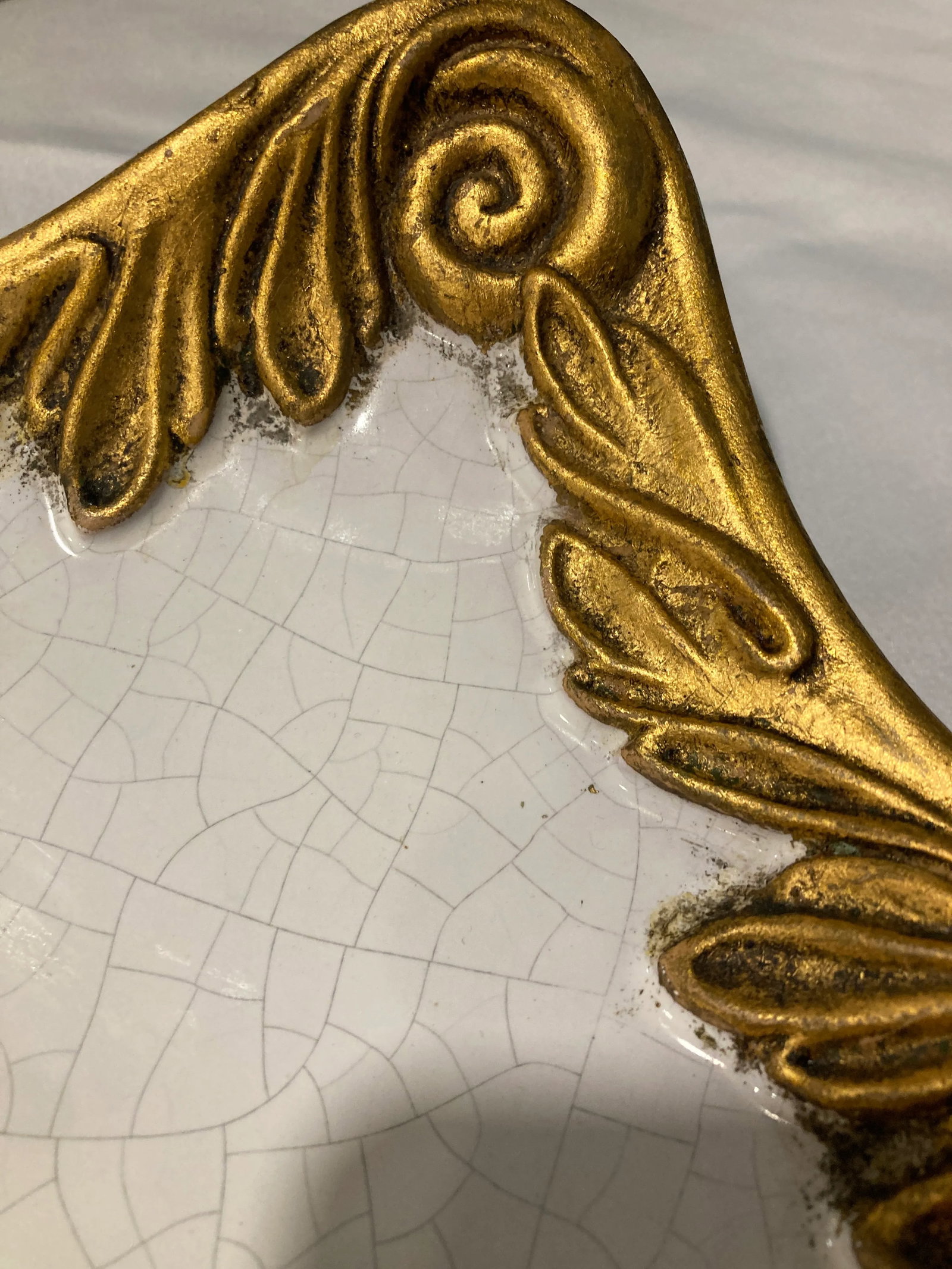 Vintage Italian Gold Gilt Square Dish With Crackle Glaze - 5