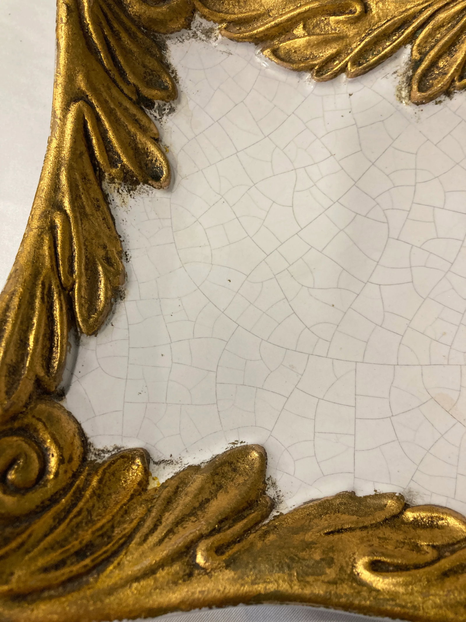Vintage Italian Gold Gilt Square Dish With Crackle Glaze - 6