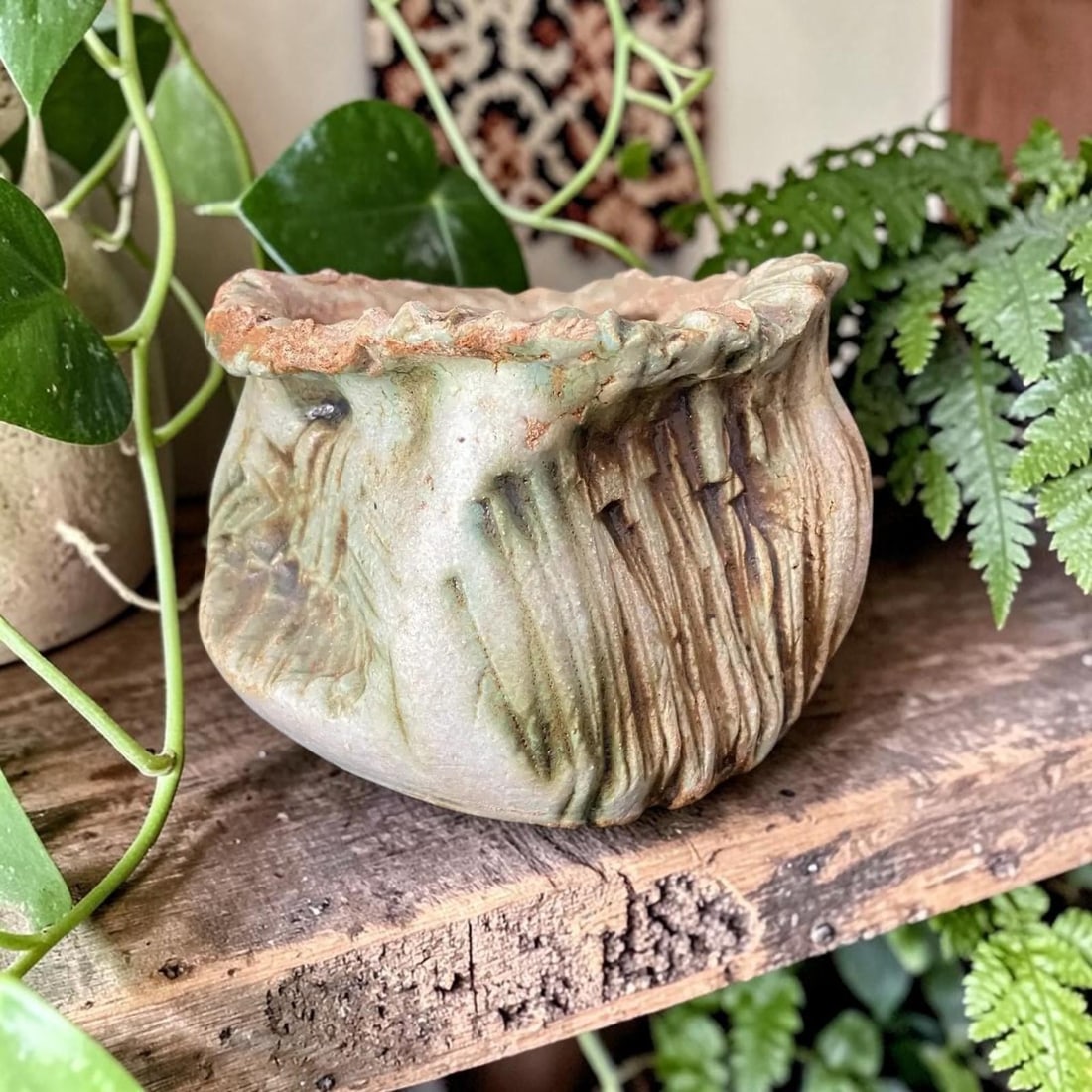Signed Studio Art Pottery Ceramic Planter Vase Pot, Strassman - 2