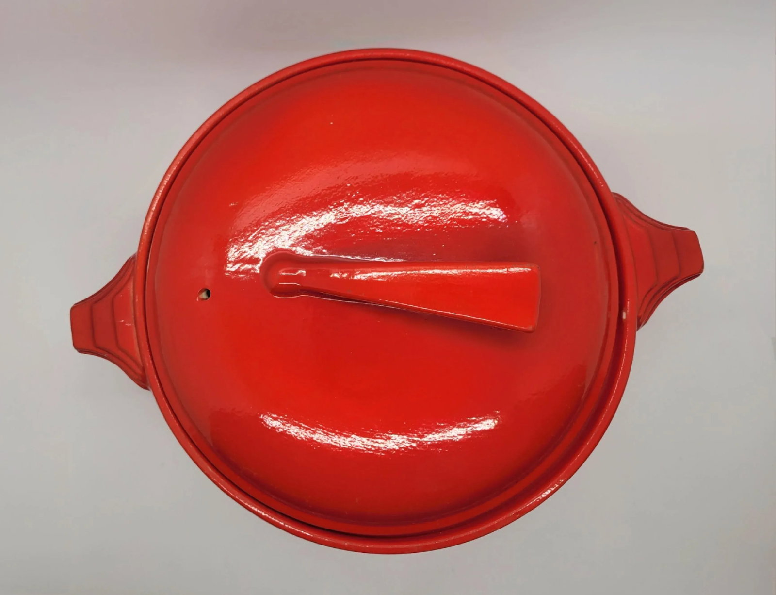 Vintage Red Hall Pottery Art Deco Sundial Covered Casserole Dish - 5
