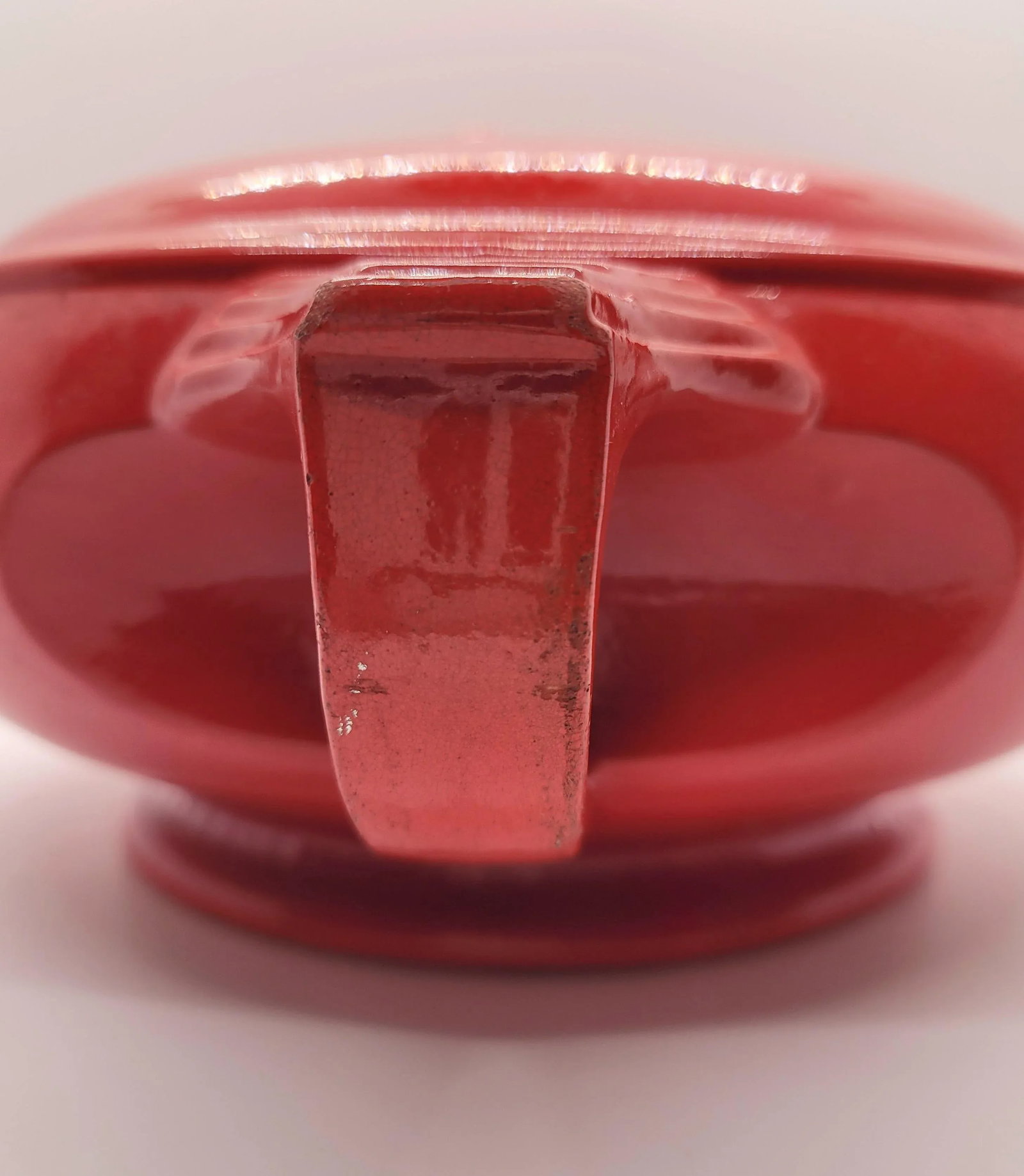 Vintage Red Hall Pottery Art Deco Sundial Covered Casserole Dish - 6