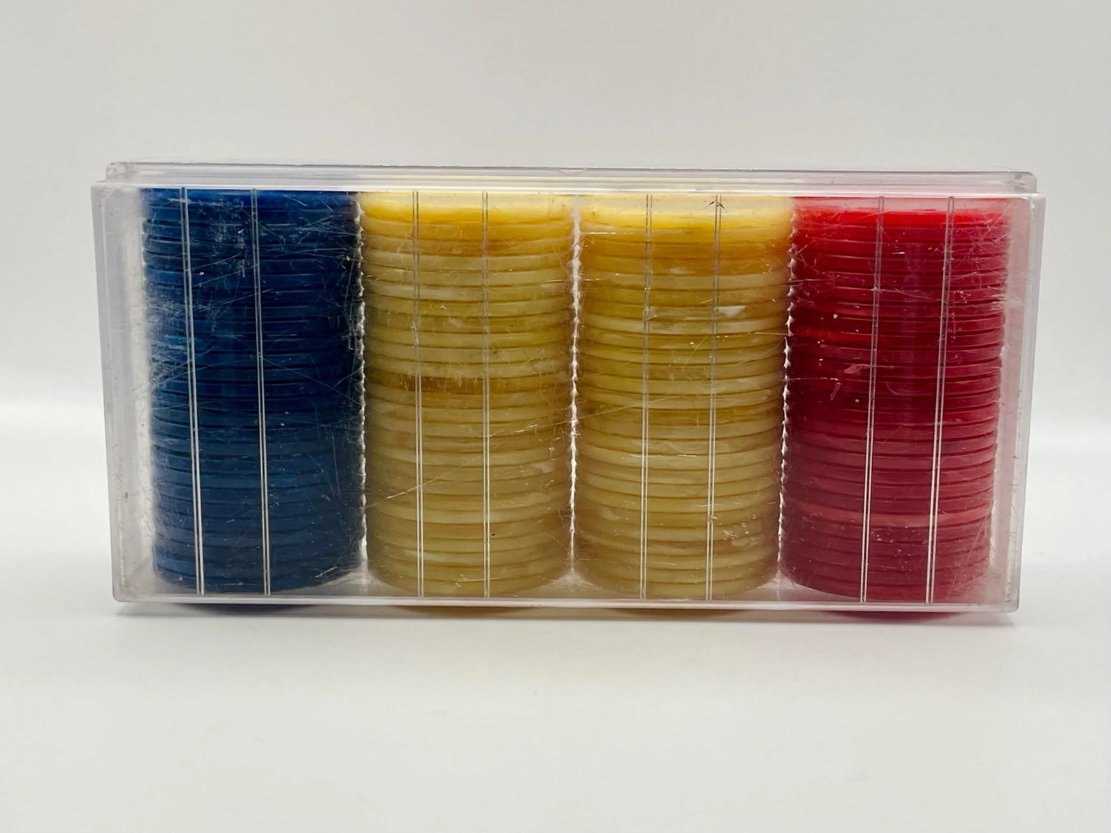 Vintage Marbleized Poker Chips With Clear Case - 11
