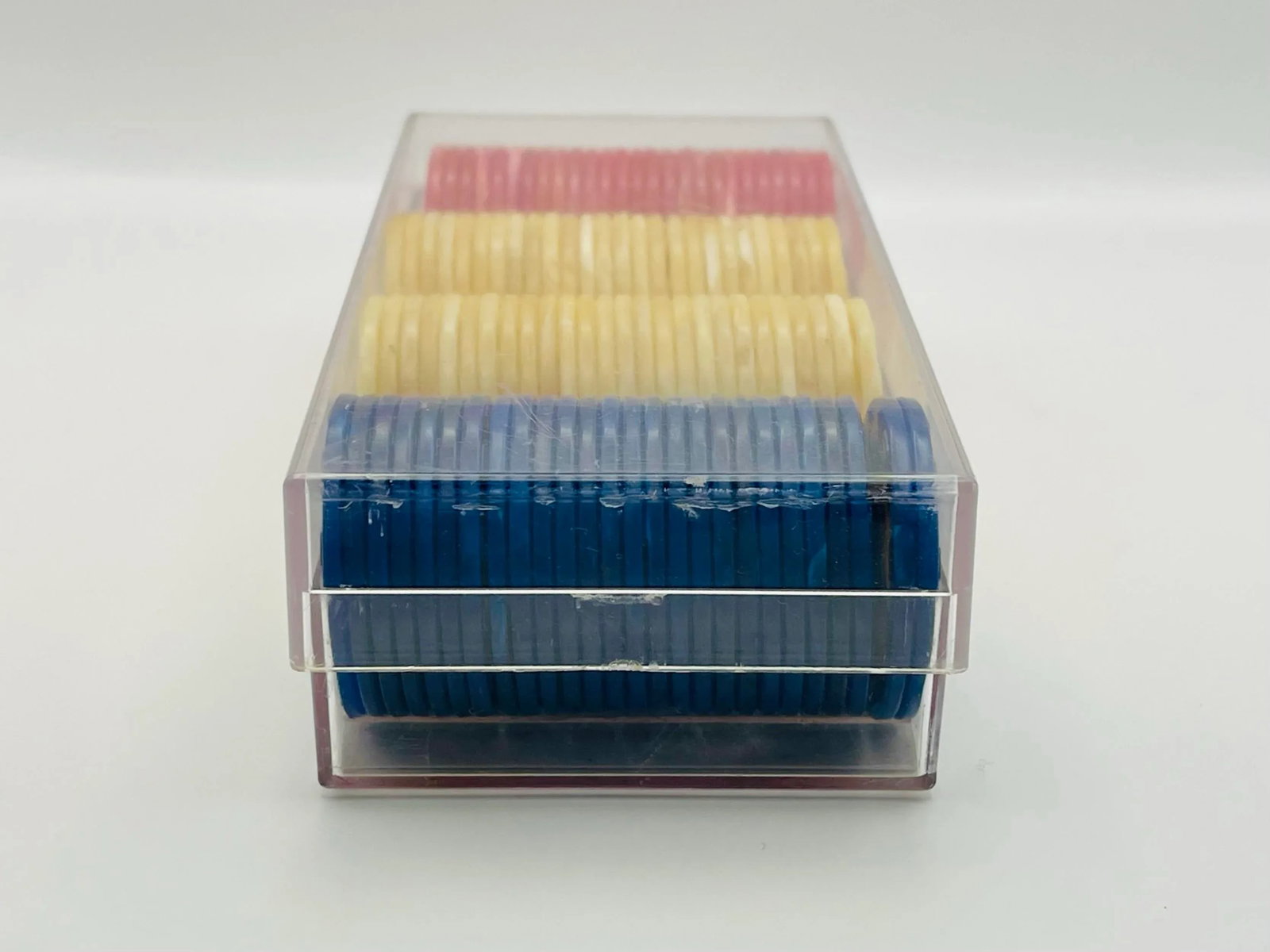 Vintage Marbleized Poker Chips With Clear Case - 12