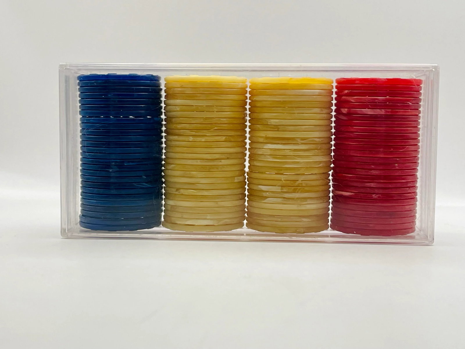 Vintage Marbleized Poker Chips With Clear Case - 6