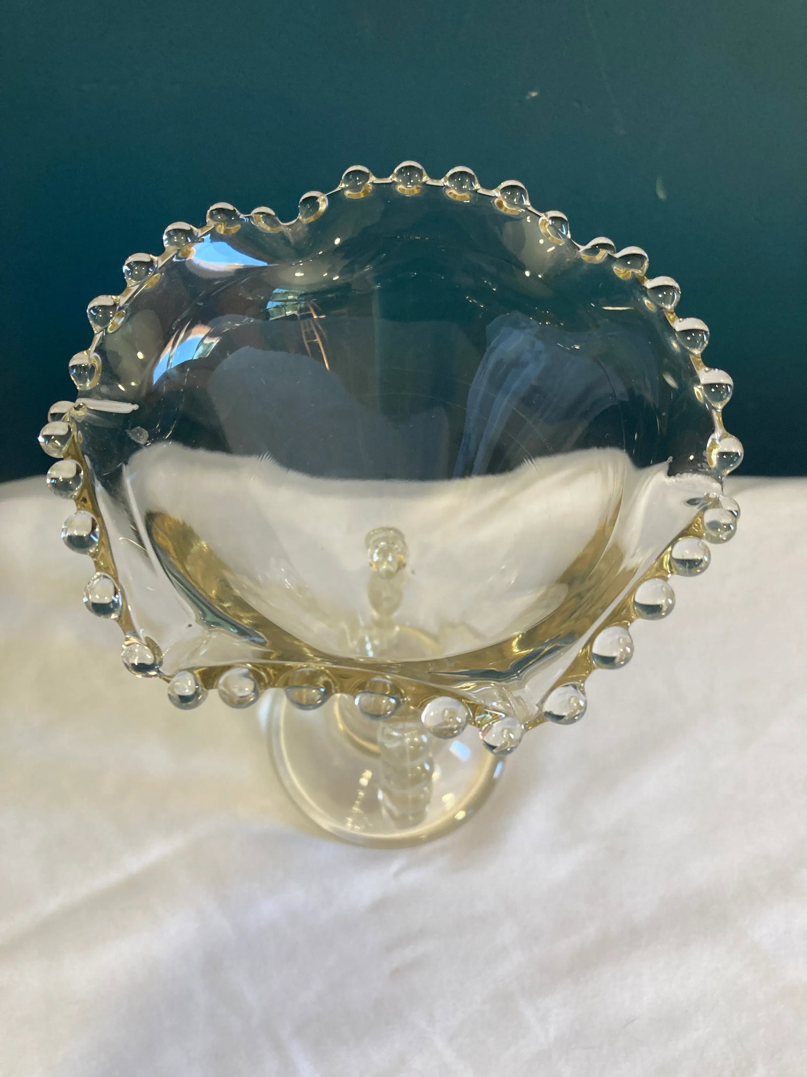 Clear Fenton Glass Vase With Ruffled Rim and Loop Handles - 4