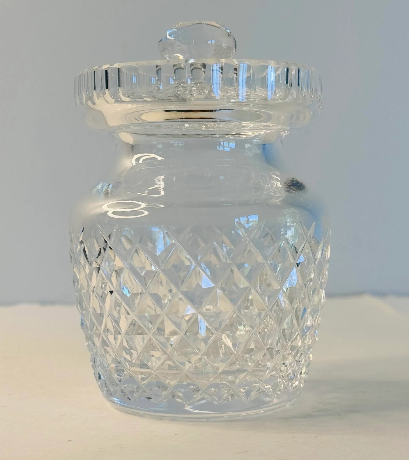 Vintage 1960s Waterford Crystal Alana Condiment Jar With Lid - 2