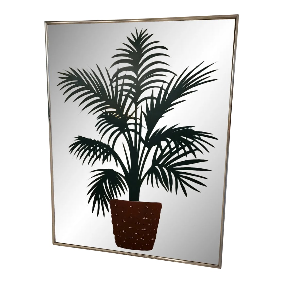 Vintage Mirror With Painted Potted Plant: What a magnificent addition to your home! This is a very hard to find mirror like this at this age. Condition: Alterations: Original Condition Unaltered Imperfections: Some Imperfections Condition