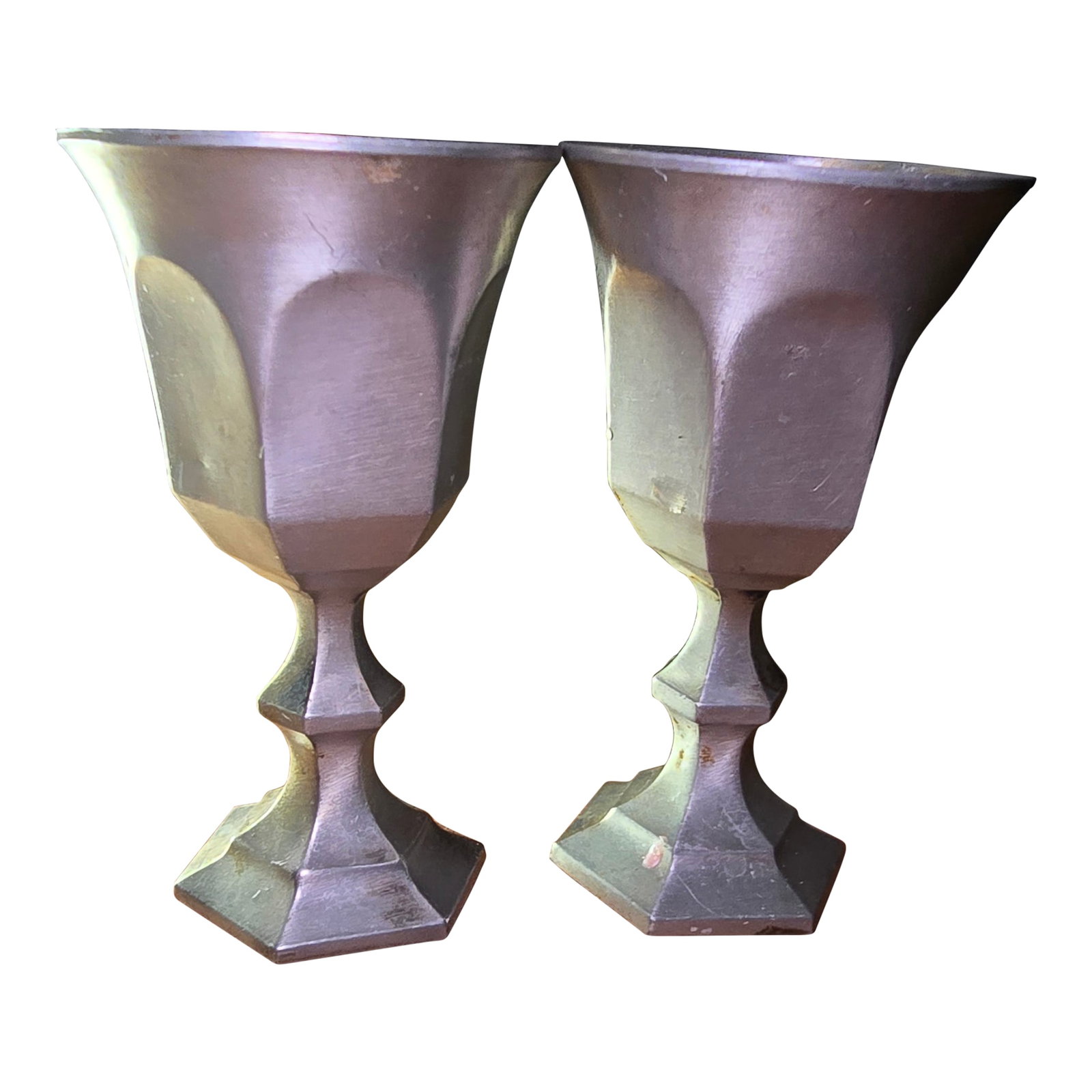 Vintage Leonard Mini Chalice Goblets- Set of 2: Hand-cast pewter mini chalice goblets. Can also be used as cordial or shot glasses. Slight signs of wear, otherwise fantastic! Condition: Alterations: Original Condition Unaltered Imperfections: Some 