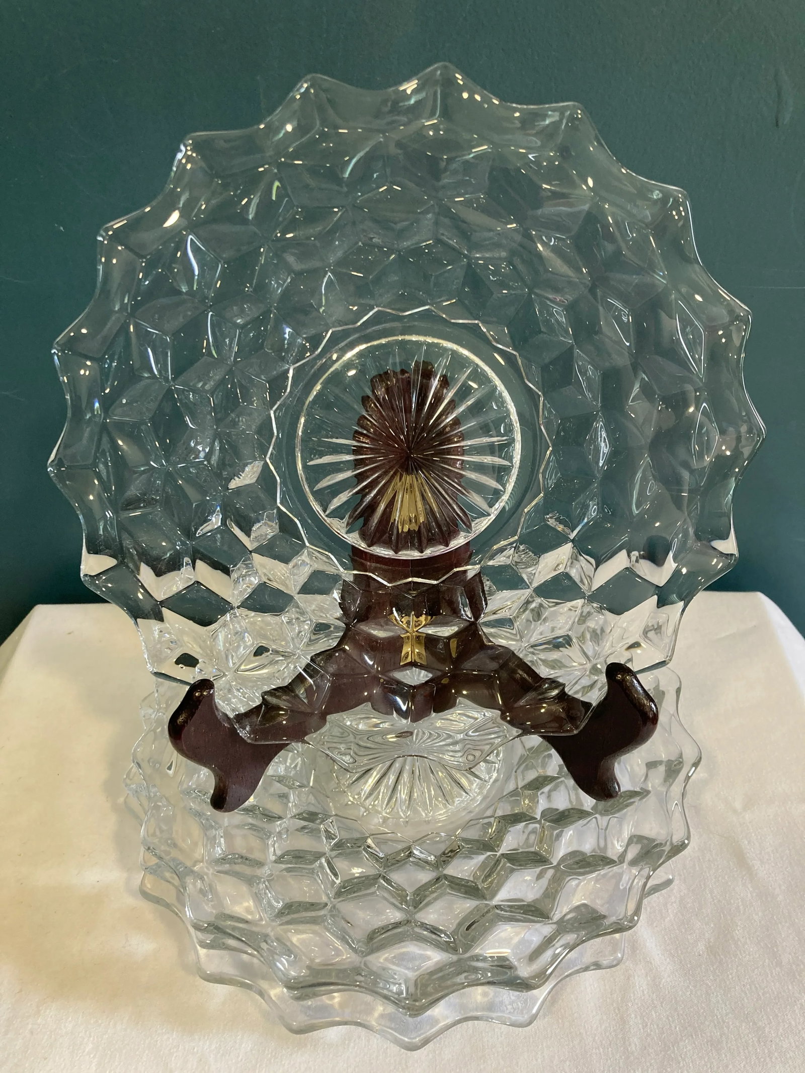 Vintage Fostoria Cubist Glass Plates- Set of 4 - 7