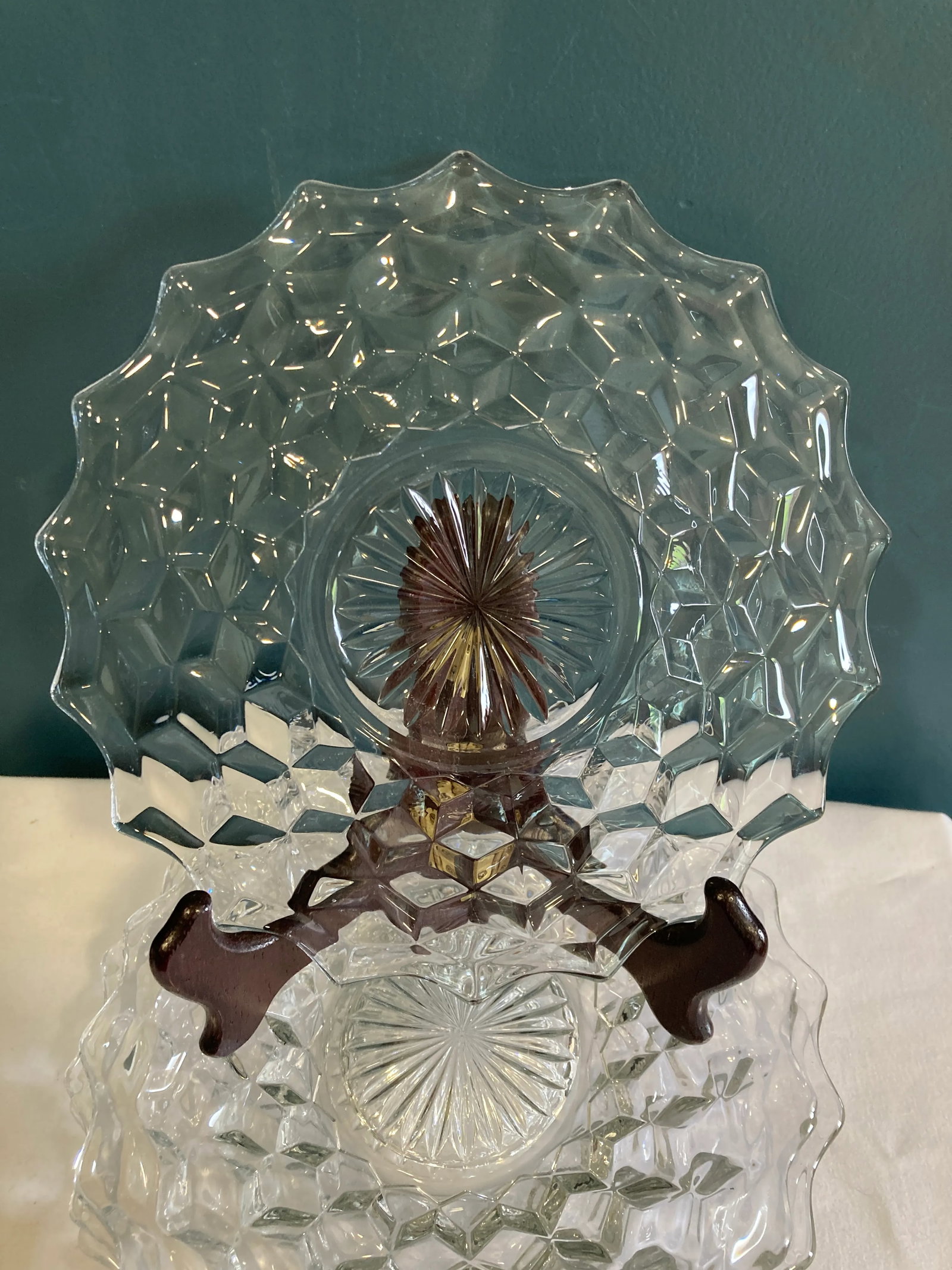 Vintage Fostoria Cubist Glass Plates- Set of 4 - 8