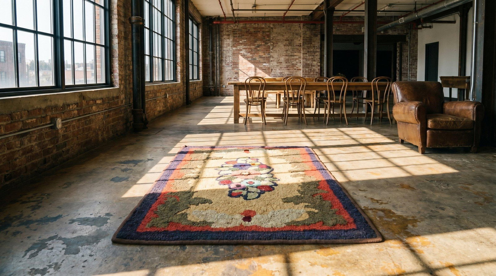 Outstanding Multi Color With Lovely Floral Design Antique American Hooked Rug - 12