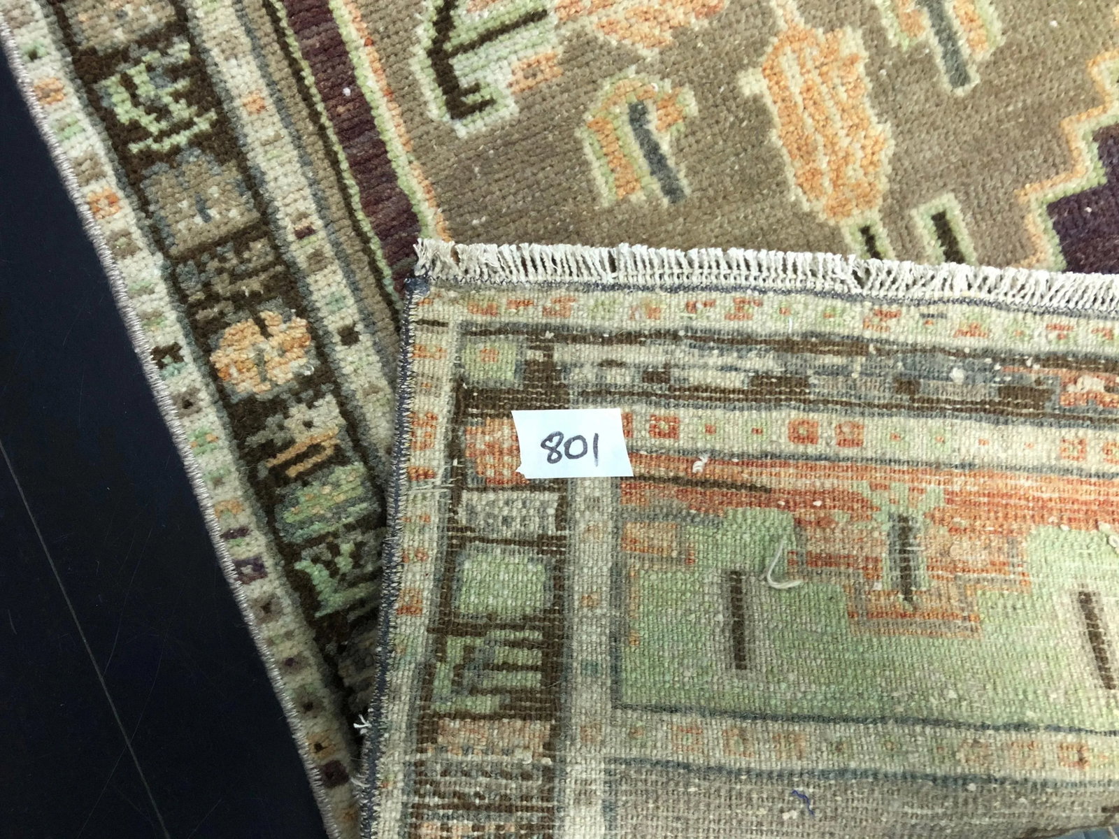 Vintage Traditional Turkish Oushak Handmade Gray Small Rug - 5