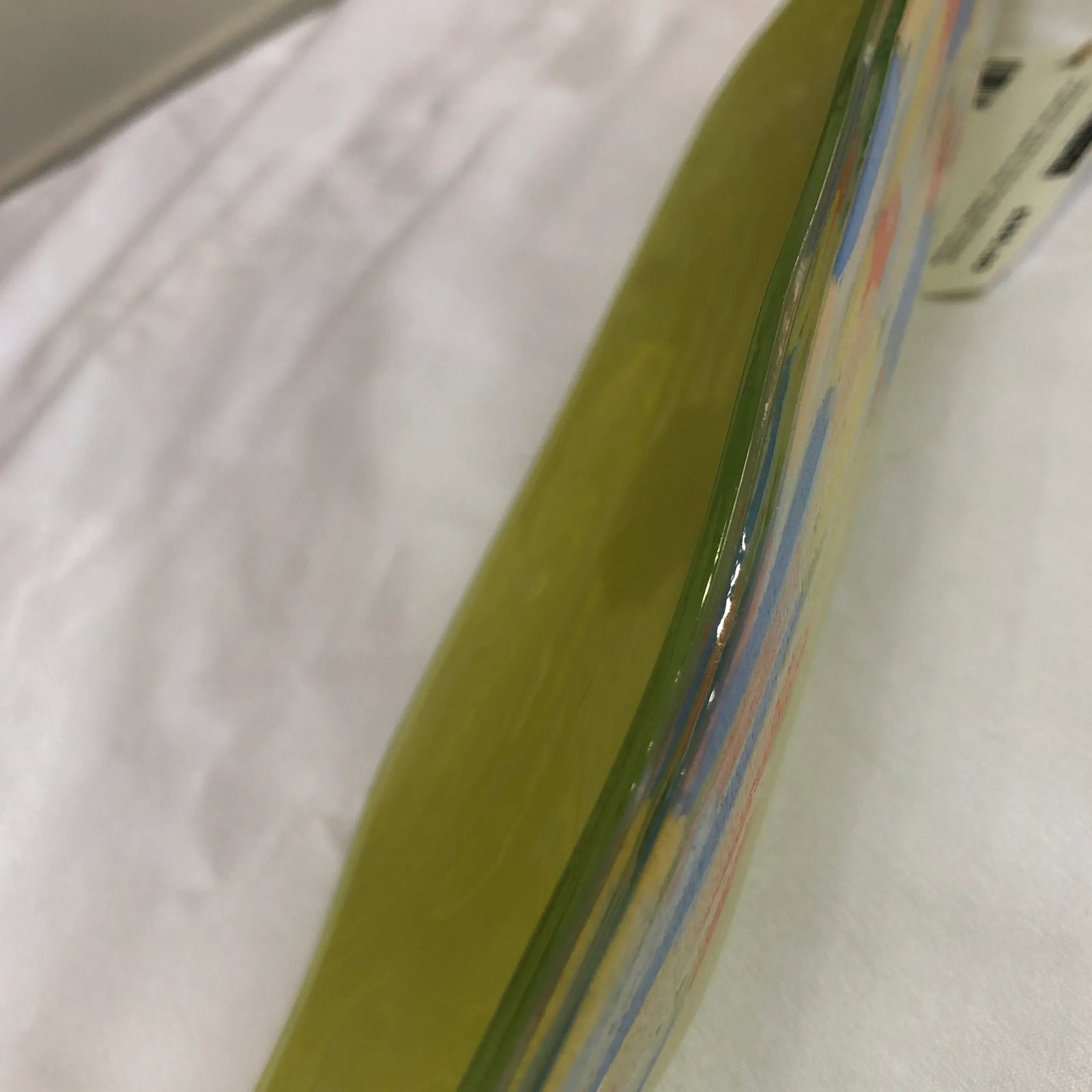 1990s Contemporary Lime and Multi-Colored Boat-Shaped Art Glass Dish - 6
