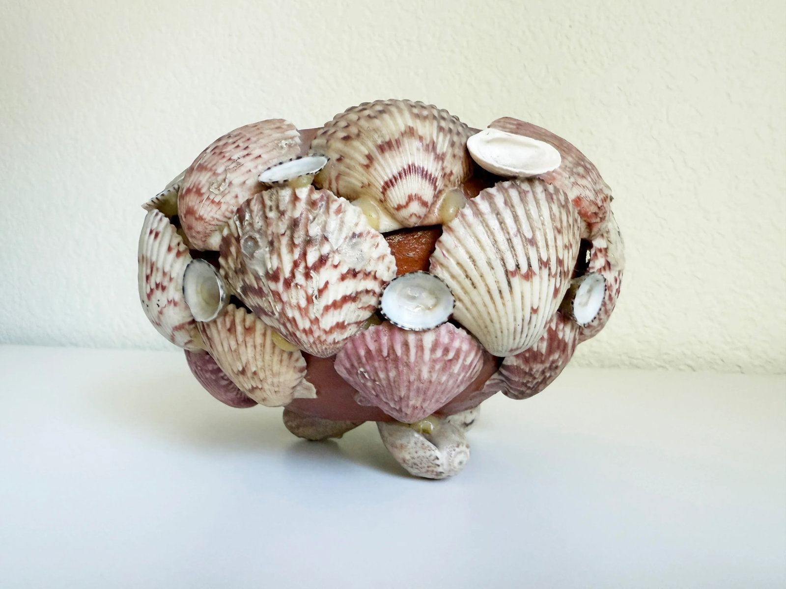 Vintage Seashell Encrusted Terra Cotta Plant Pot - 4