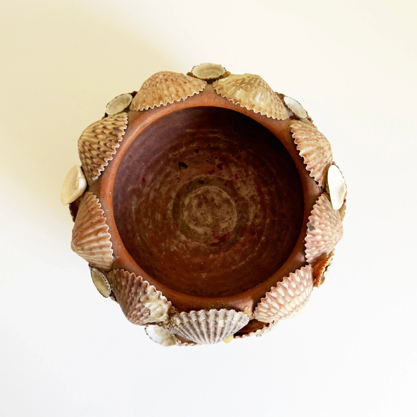 Vintage Seashell Encrusted Terra Cotta Plant Pot - 8