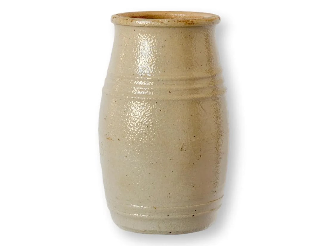 Antique French Neutral Stoneware Mustard Pot - 5