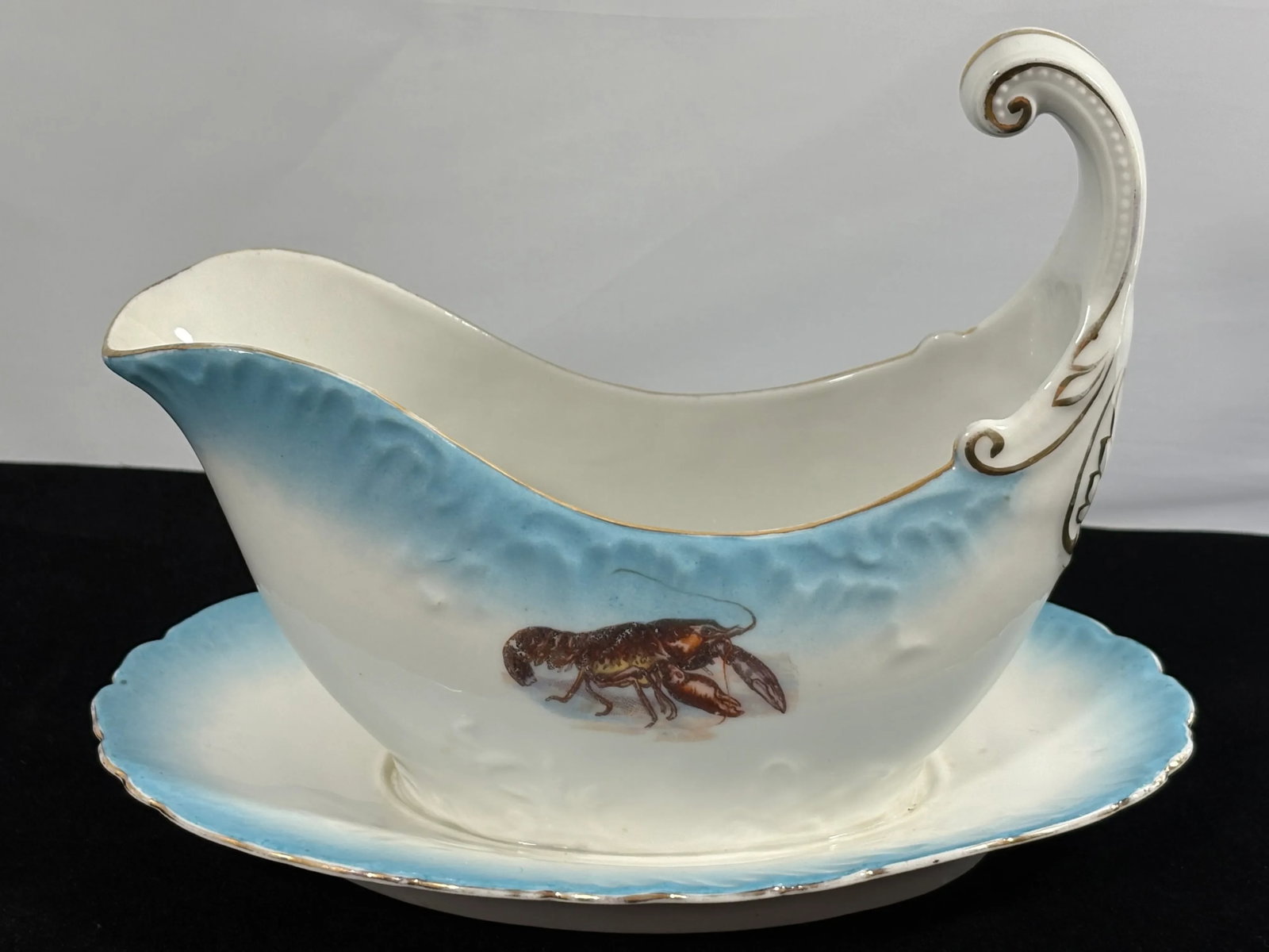 19th Century Imperial Crown China Antique Lobster Gravy Boat - 8