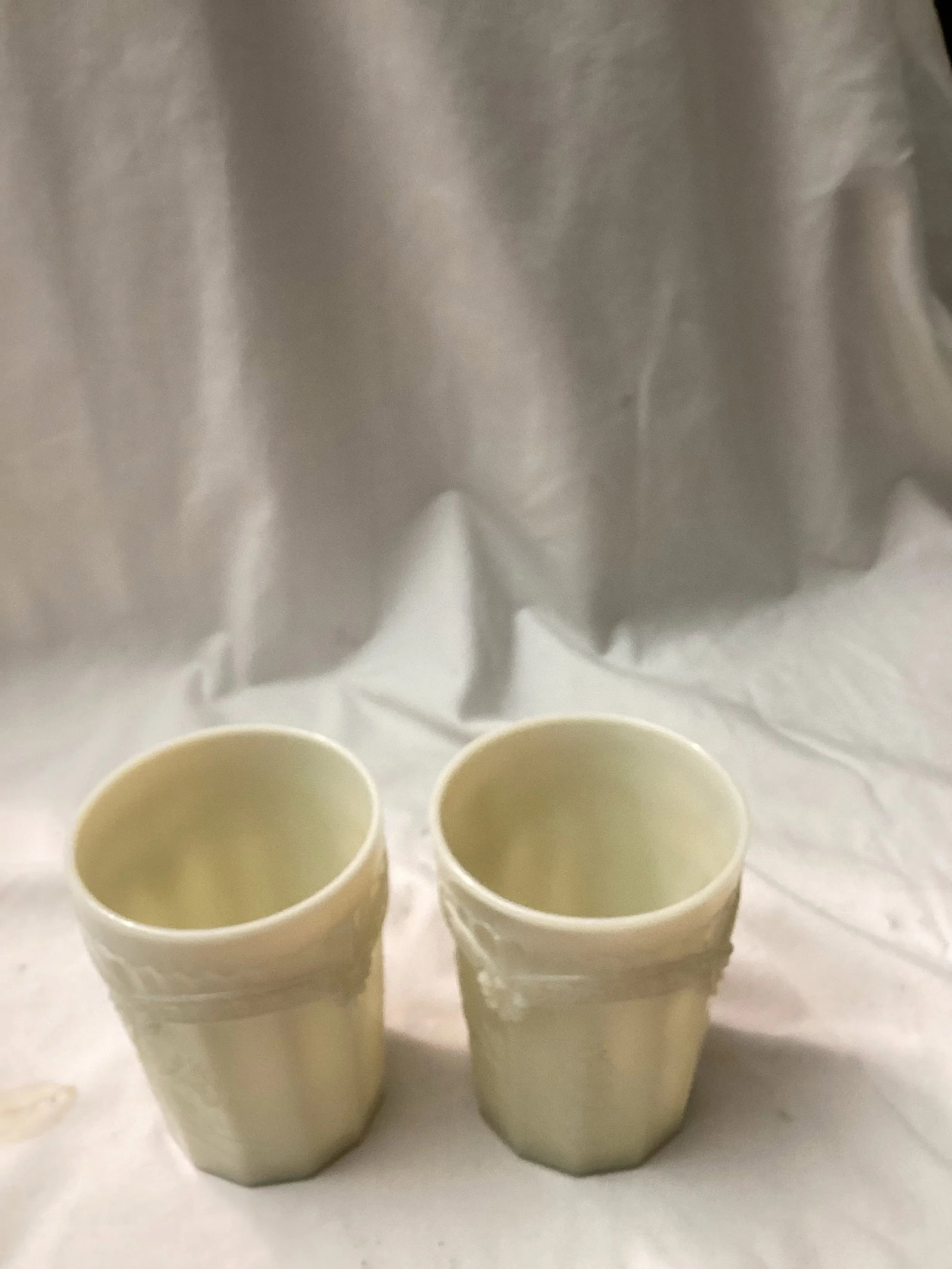Pair of Vintage Westmoreland Milk, Glass Tumblers With Chrysanthemum and Lincoln Swag Detail Detaili - 2