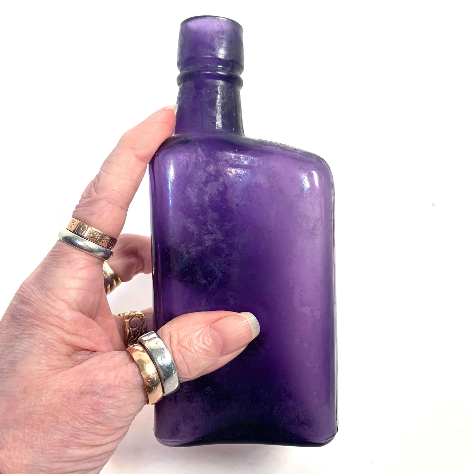 Early 20th Century Amethyst Glass Bitters Bottle Apothecary Style - 10