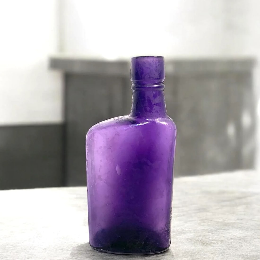Early 20th Century Amethyst Glass Bitters Bottle Apothecary Style - 2