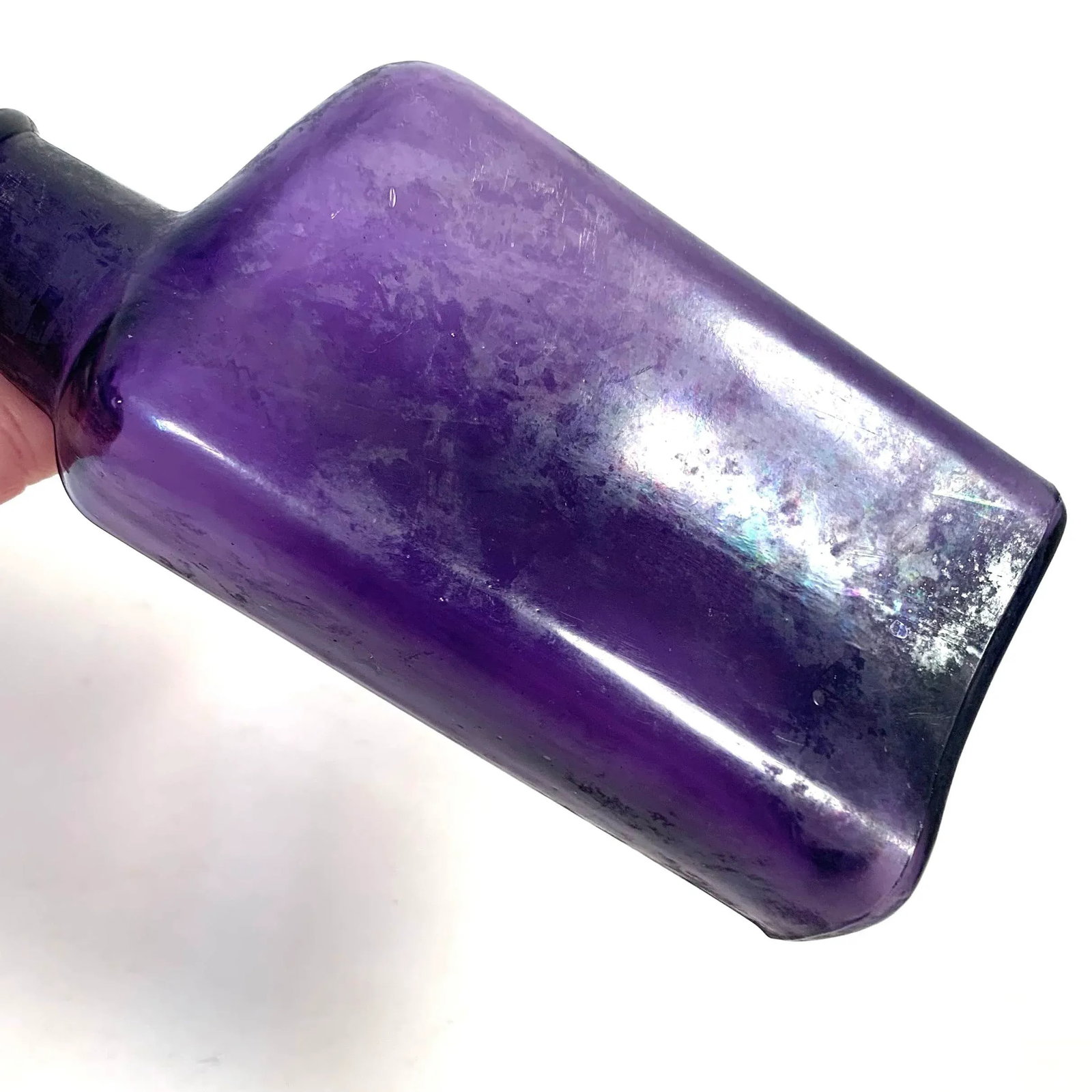 Early 20th Century Amethyst Glass Bitters Bottle Apothecary Style - 4