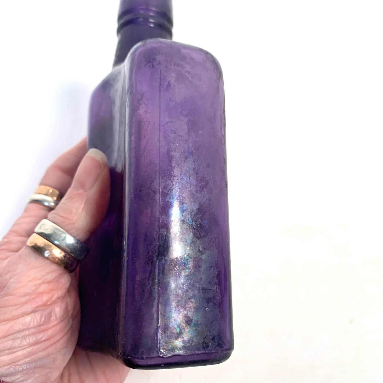 Early 20th Century Amethyst Glass Bitters Bottle Apothecary Style - 5